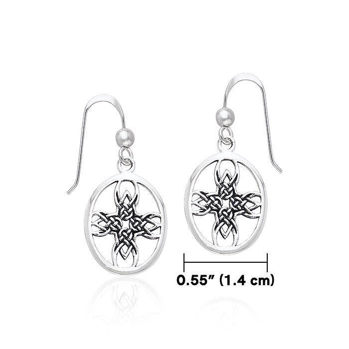 Celtic Tribal Knotwork Cross Silver Earrings TER469