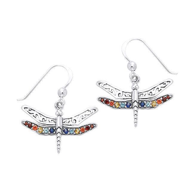 Elegance in the Wings of the Dragonfly ~ Sterling Silver Earrings with Gemstones TER517