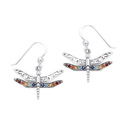 Elegance in the Wings of the Dragonfly ~ Sterling Silver Earrings with Gemstones TER517