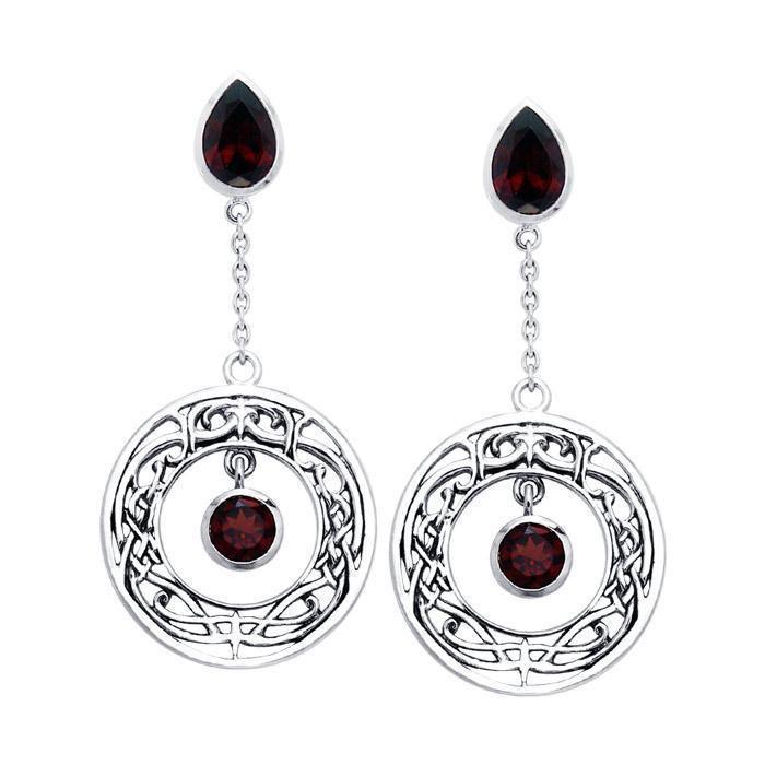 Viking Shield Silver and Gem Earrings TER539