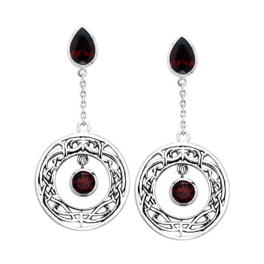 Viking Shield Silver and Gem Earrings TER539