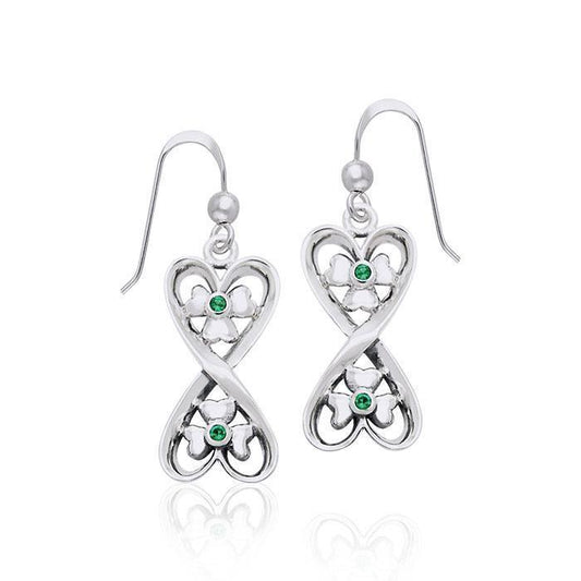 Danu Elegant Silver Celtic Knotwork Earrings with Gems TER544
