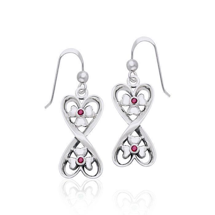 Danu Elegant Silver Celtic Knotwork Earrings with Gems TER544