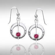 Danu Silver Thistle Earrings with Gems TER545