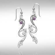 An exemplary symbology of the Trinity ~ Sterling Silver Celtic Triquetra Dangle Earrings Jewelry with Gemstones TER570