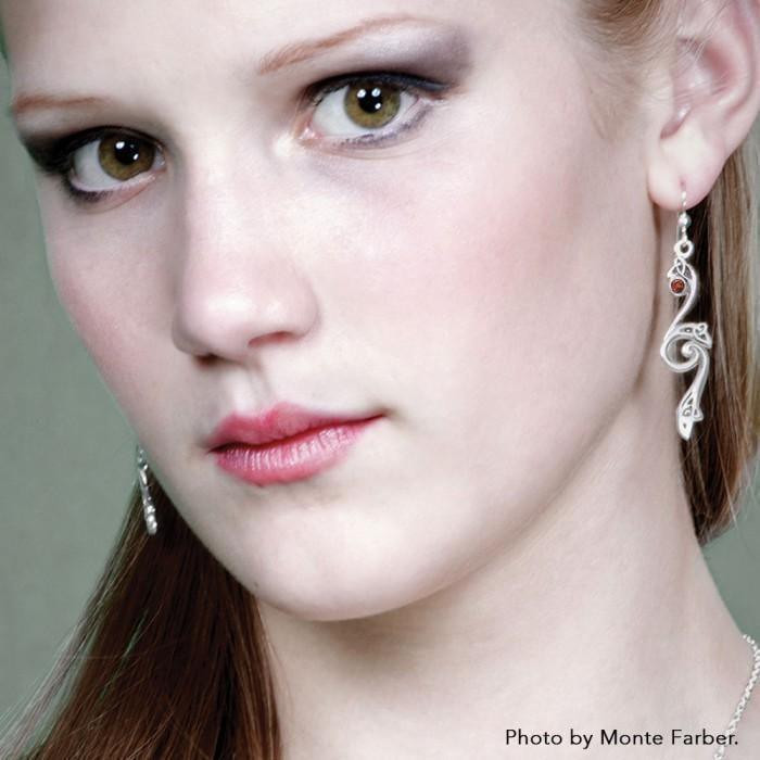 An exemplary symbology of the Trinity ~ Sterling Silver Celtic Triquetra Dangle Earrings Jewelry with Gemstones TER570