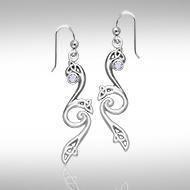 An exemplary symbology of the Trinity ~ Sterling Silver Celtic Triquetra Dangle Earrings Jewelry with Gemstones TER570