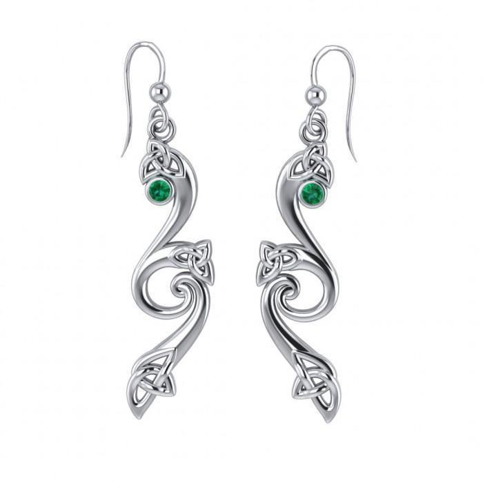 An exemplary symbology of the Trinity ~ Sterling Silver Celtic Triquetra Dangle Earrings Jewelry with Gemstones TER570