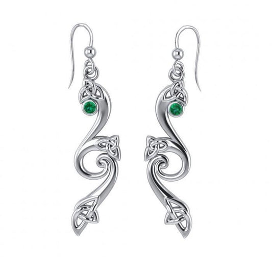An exemplary symbology of the Trinity ~ Sterling Silver Celtic Triquetra Dangle Earrings Jewelry with Gemstones TER570