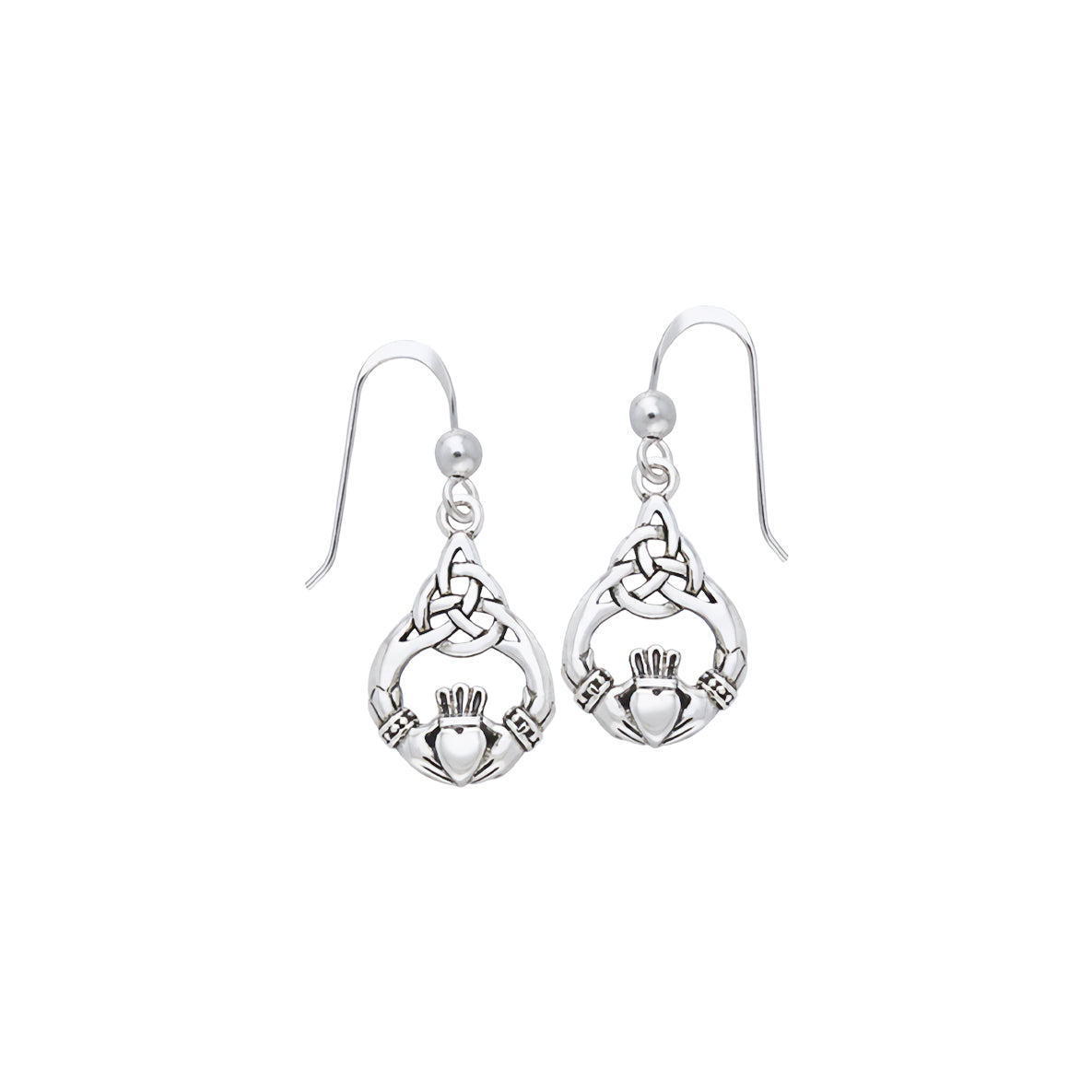 Celtic Knot Claddagh Sterling Silver Earrings TER832