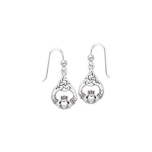 Celtic Knot Claddagh Sterling Silver Earrings TER832