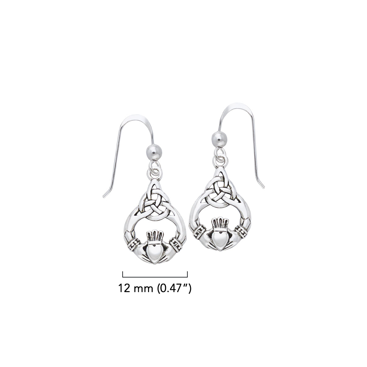 Celtic Knot Claddagh Sterling Silver Earrings TER832