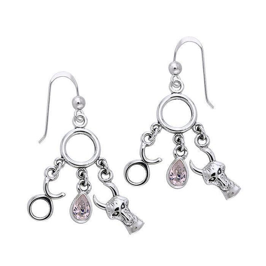 Taurus Zodiac Symbol Silver Earring TER885