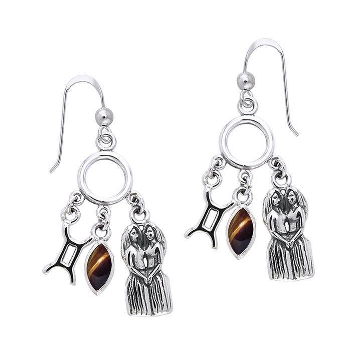 Gemini Zodiac Symbol Silver Earring TER886