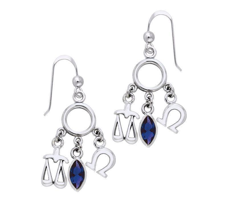 Libra Zodiac Symbol Silver Earring TER890