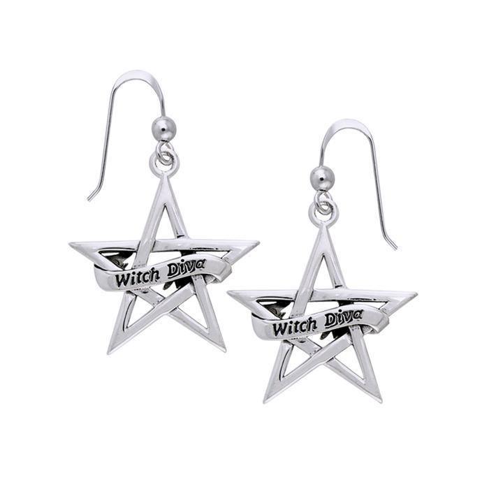 Witch Diva The Pentagram Silver Earrings TER926