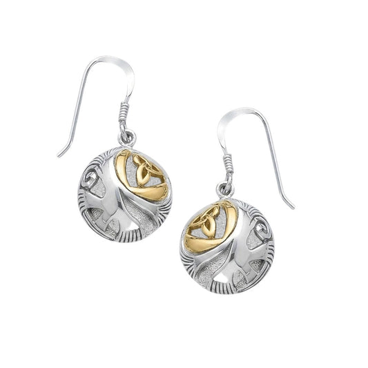 Celtic Trinity in Round Silver and Gold Earrings TEV2571