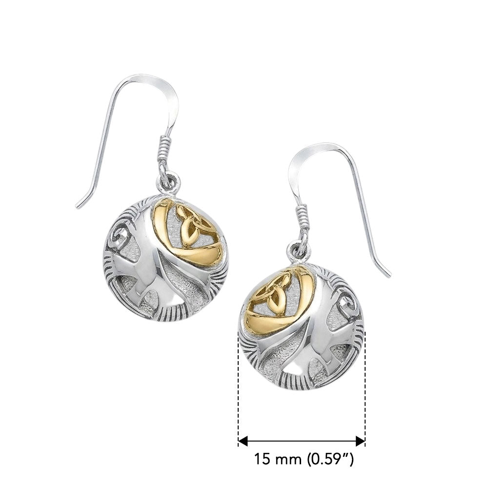 Celtic Trinity in Round Silver and Gold Earrings TEV2571