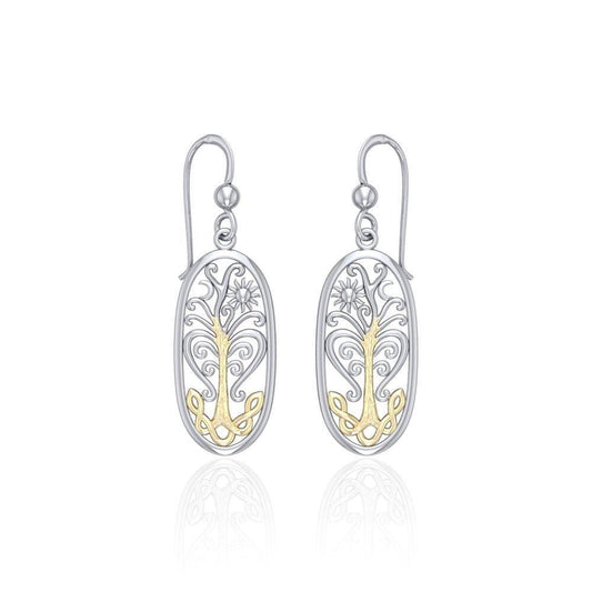 Worthy of the Golden Tree of Life ~ 14k Gold accent and Sterling Silver Jewelry Earrings TEV2795