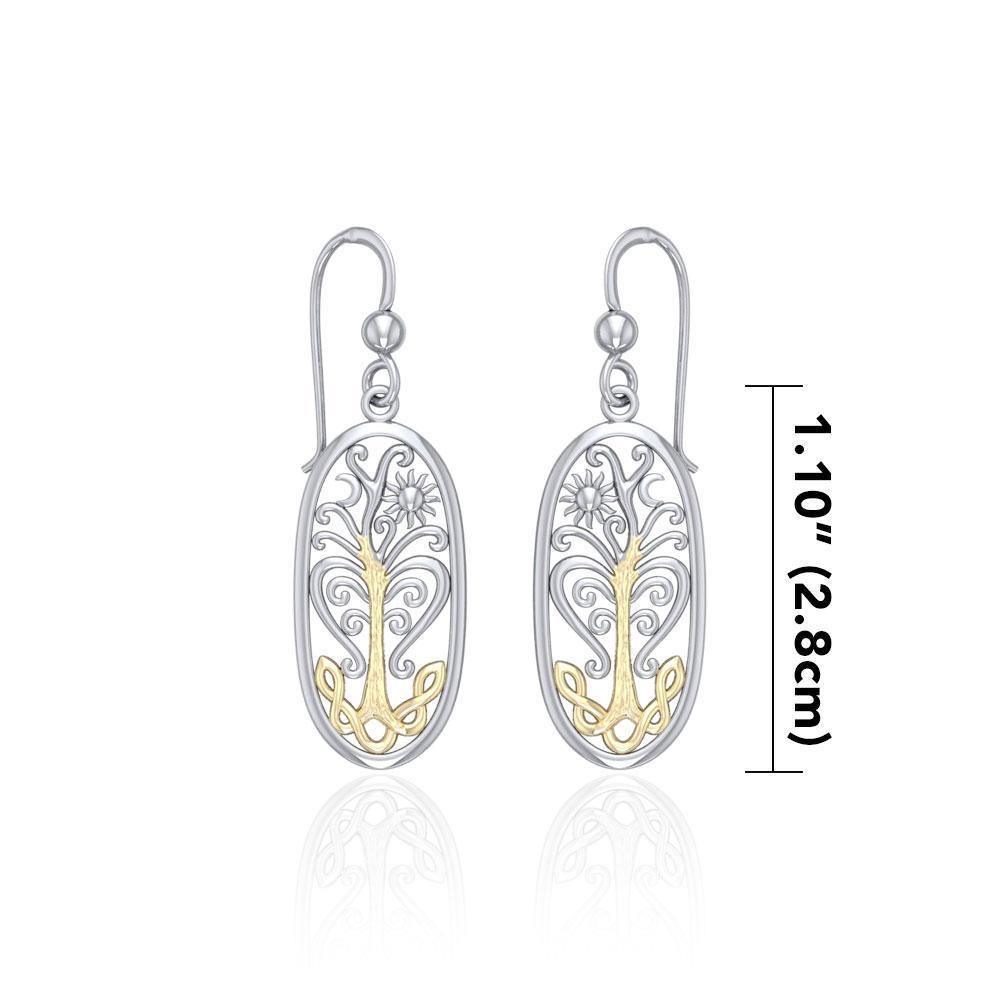 Worthy of the Golden Tree of Life ~ 14k Gold accent and Sterling Silver Jewelry Earrings TEV2795