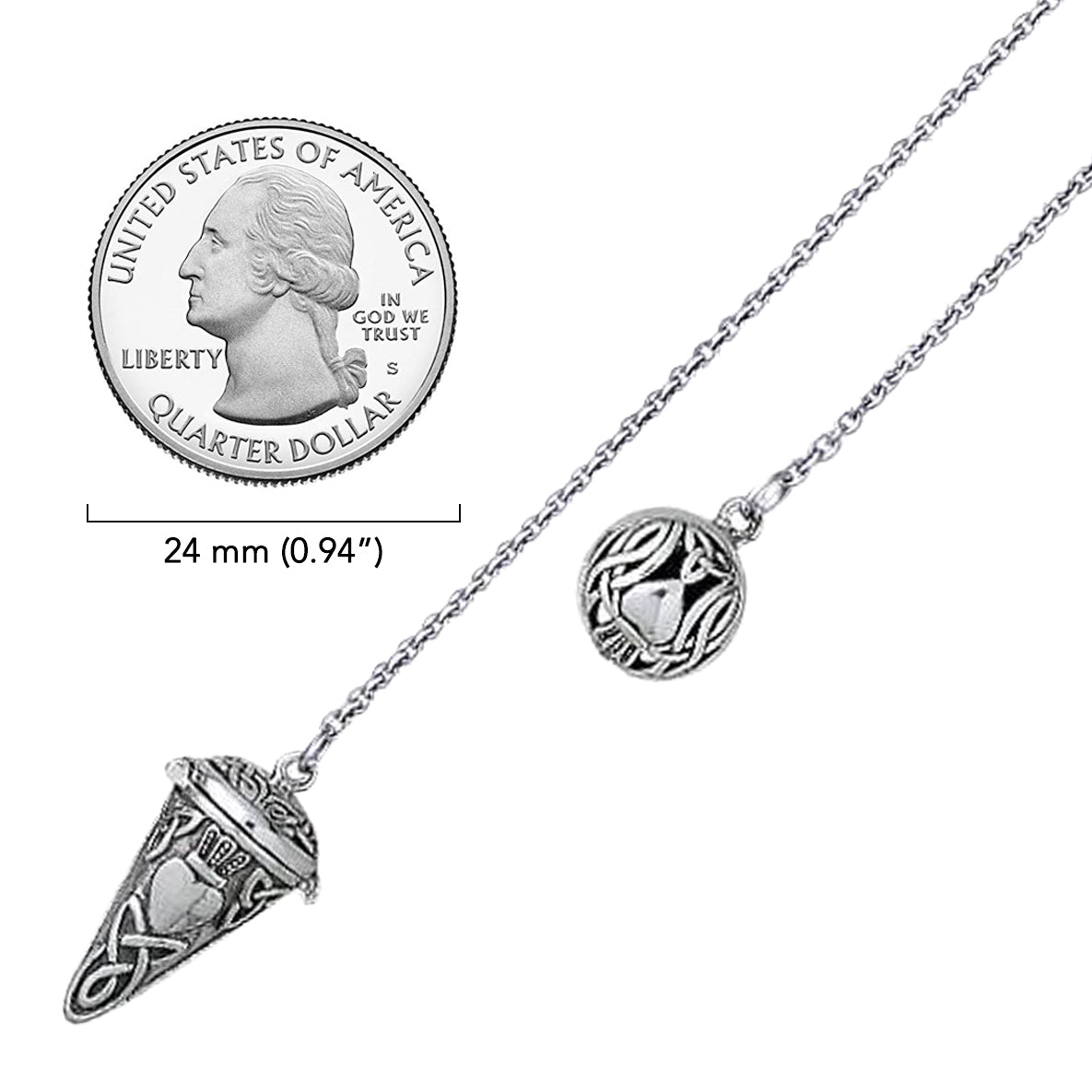 Celtic Trinity Claddagh Sterling Silver Pendulum TM005