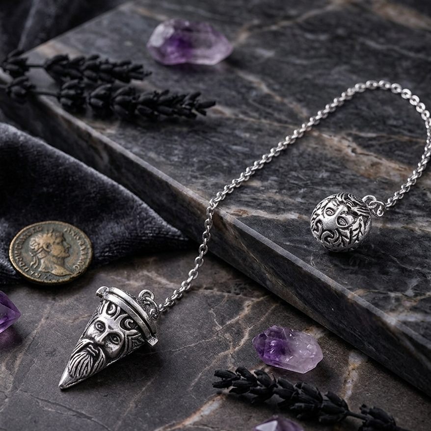 Green Man Sterling Silver Pendulum TM008