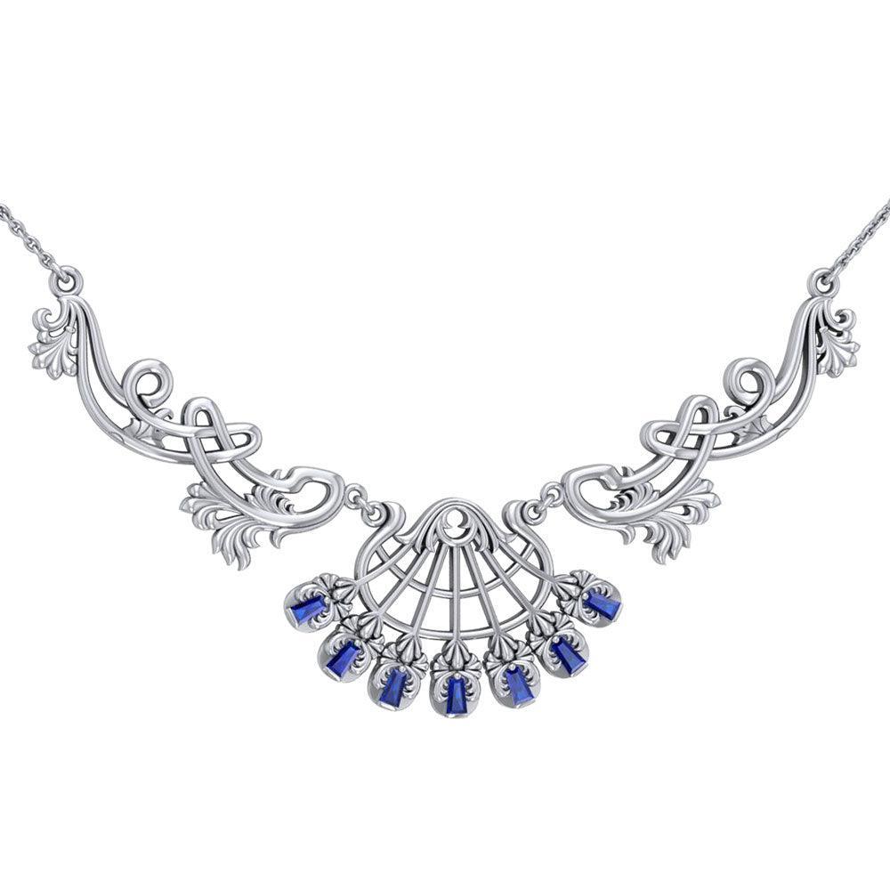 The Elegant Filigree Flower Silver necklace with Gemstone TN046