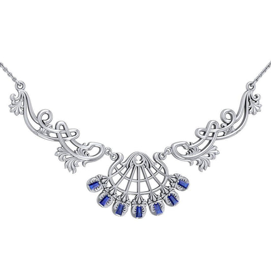 The Elegant Filigree Flower Silver necklace with Gemstone TN046