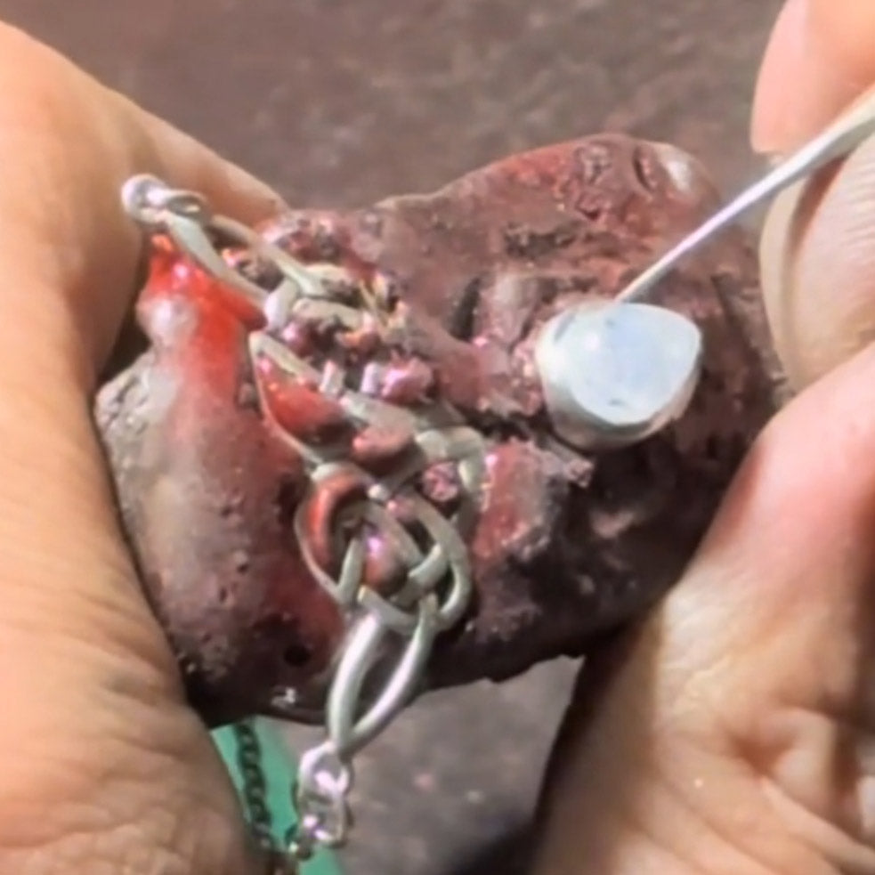 Mesmerized by an interwoven beauty  ~ Celtic Knotwork Sterling Silver Necklace with Gemstones TN066