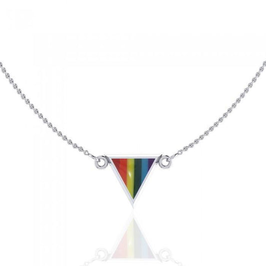 Sterling Silver Rainbow Triangle Necklace TN073