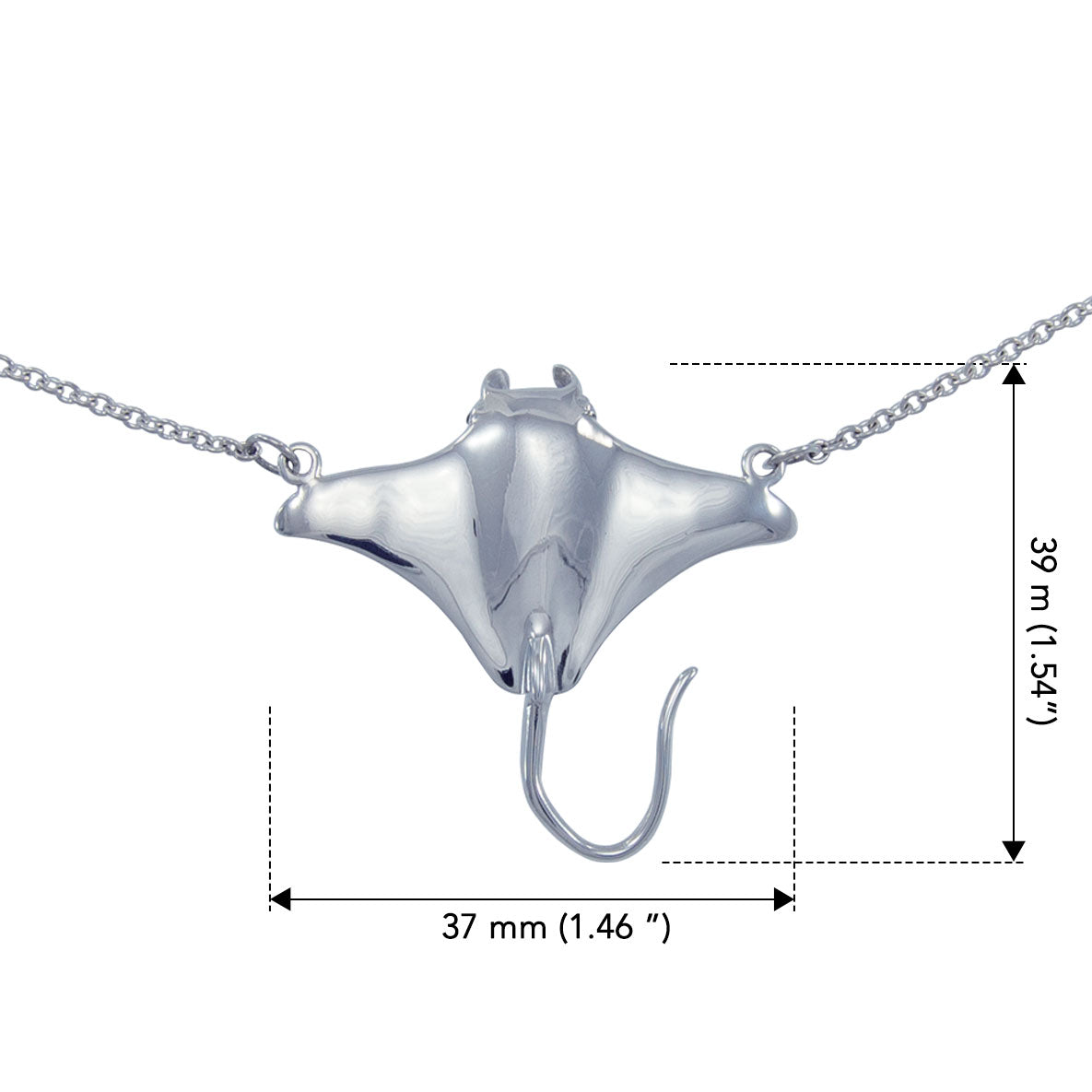 Manta Ray Sterling Silver Necklace TN124