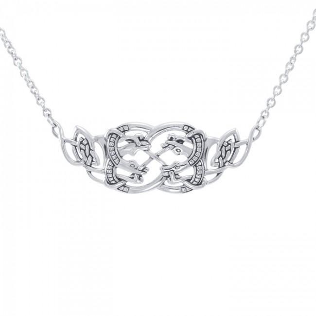 Celtic Quaternary Knot Snake Sterling Silver Necklace Jewelry TN182