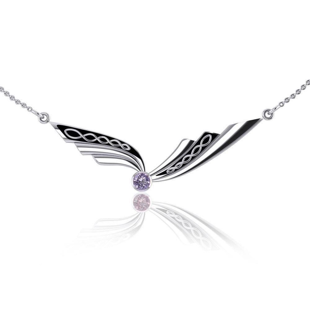 A graceful beauty through time ~ Celtic Knotwork Sterling Silver Necklace with Gemstone TN190