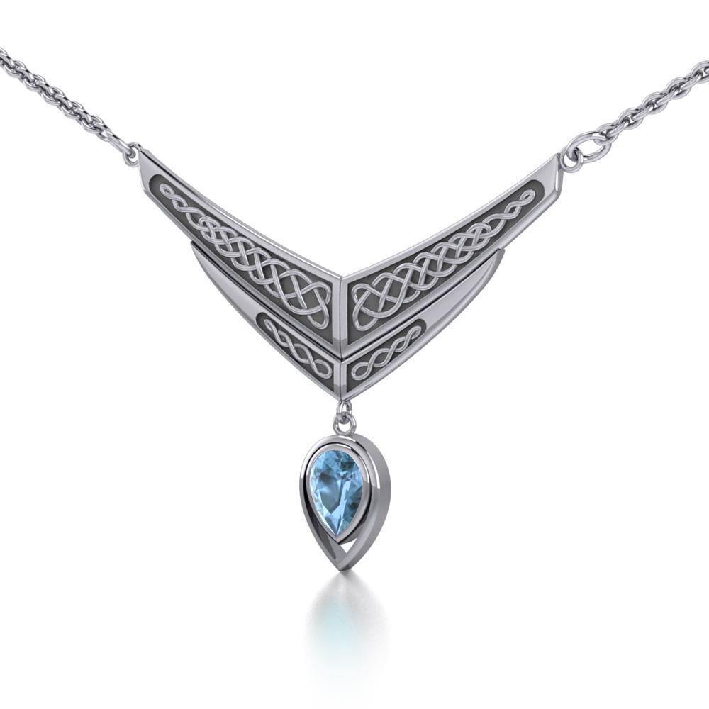 Lifetime memory ~ Celtic Knotwork Sterling Silver Necklace Jewelry with Gemstone TN214