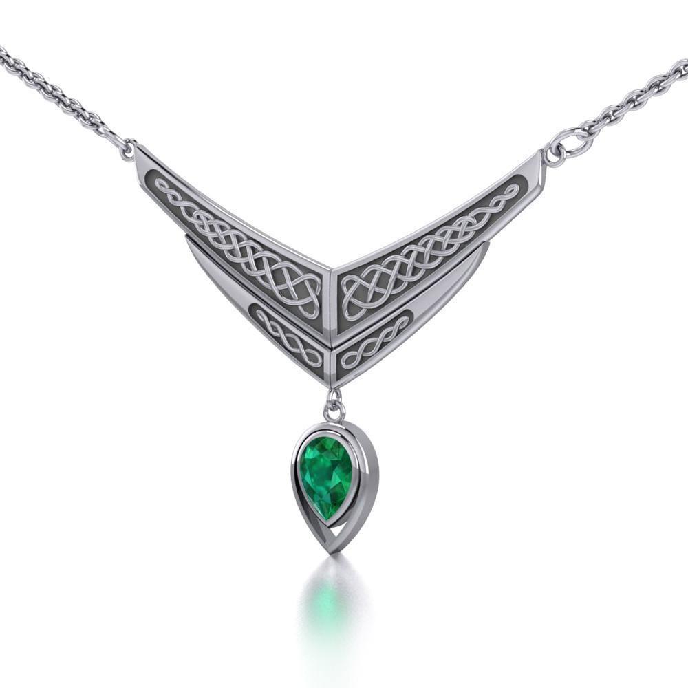 Lifetime memory ~ Celtic Knotwork Sterling Silver Necklace Jewelry with Gemstone TN214