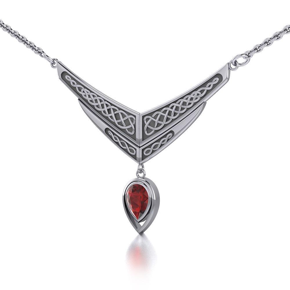 Lifetime memory ~ Celtic Knotwork Sterling Silver Necklace Jewelry with Gemstone TN214