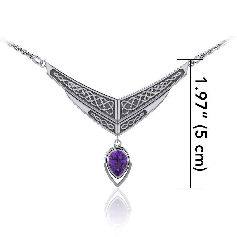 Lifetime memory ~ Celtic Knotwork Sterling Silver Necklace Jewelry with Gemstone TN214