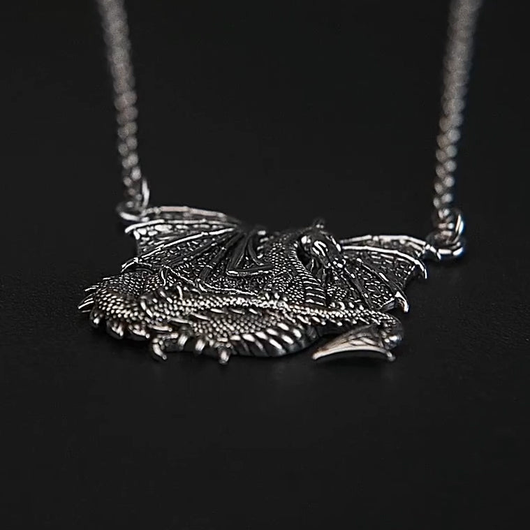 A mythical symbol of valor and strength ~ Winged Dragon Sterling Silver Necklace by Courtney Davis TN277