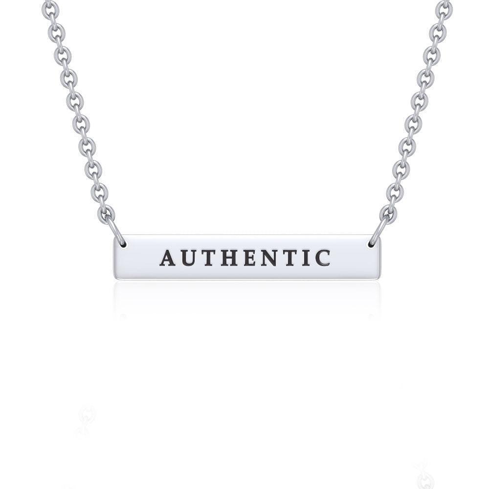 Small Straight Bar Empower Word Silver Necklace TNC430P