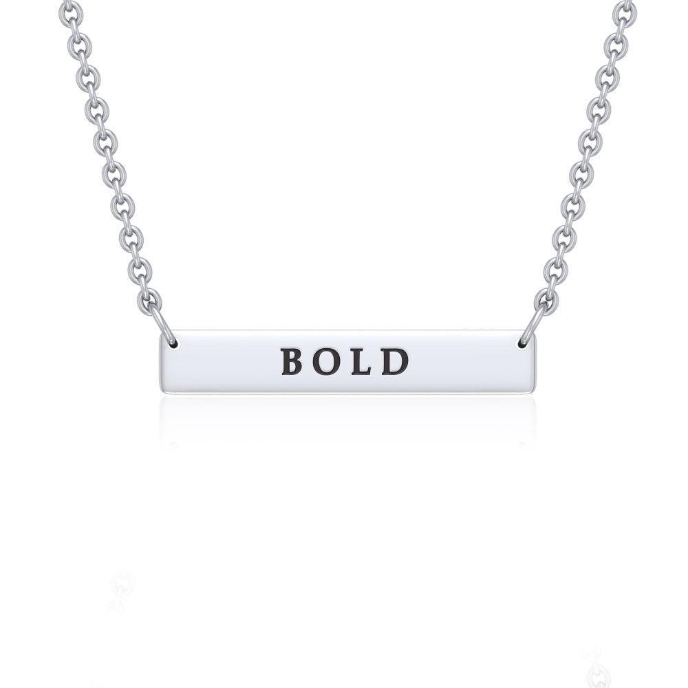 Small Straight Bar Empower Word Silver Necklace TNC430P
