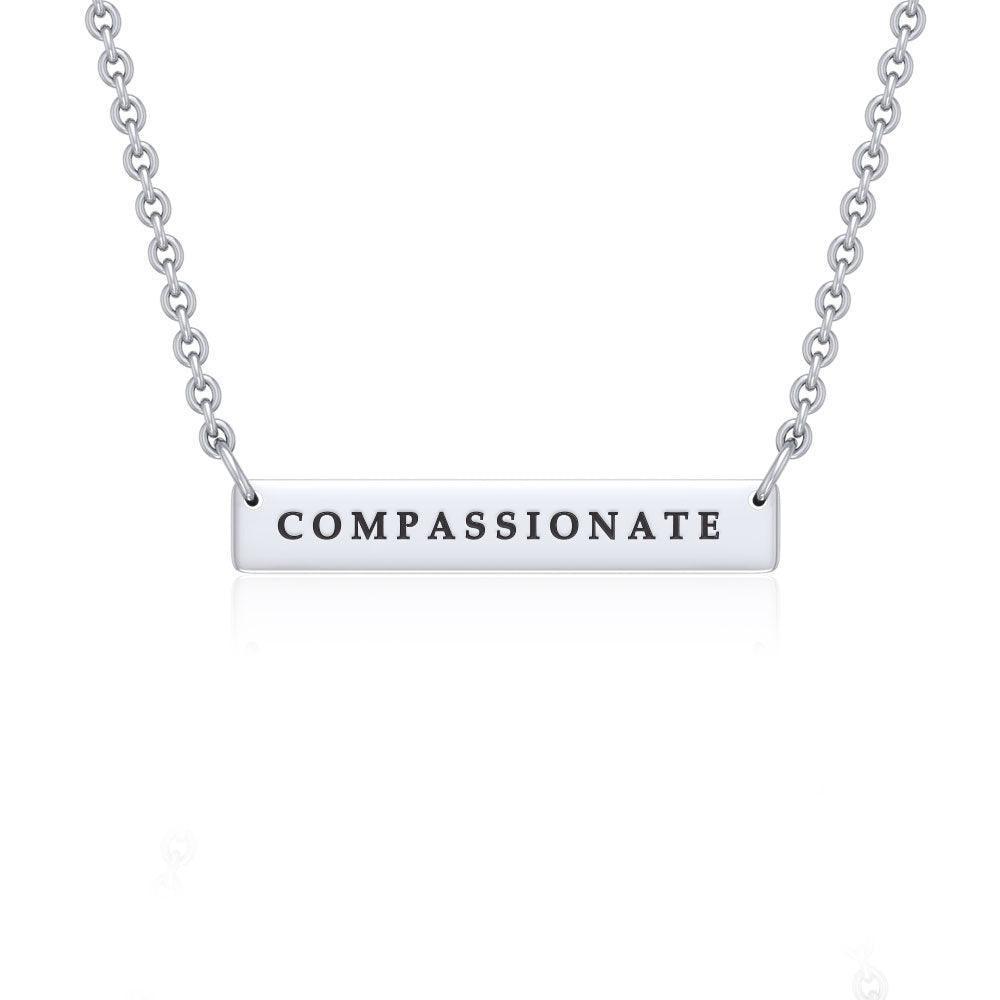 Small Straight Bar Empower Word Silver Necklace TNC430P