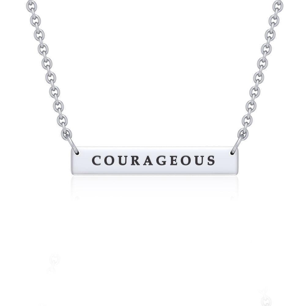 Small Straight Bar Empower Word Silver Necklace TNC430P