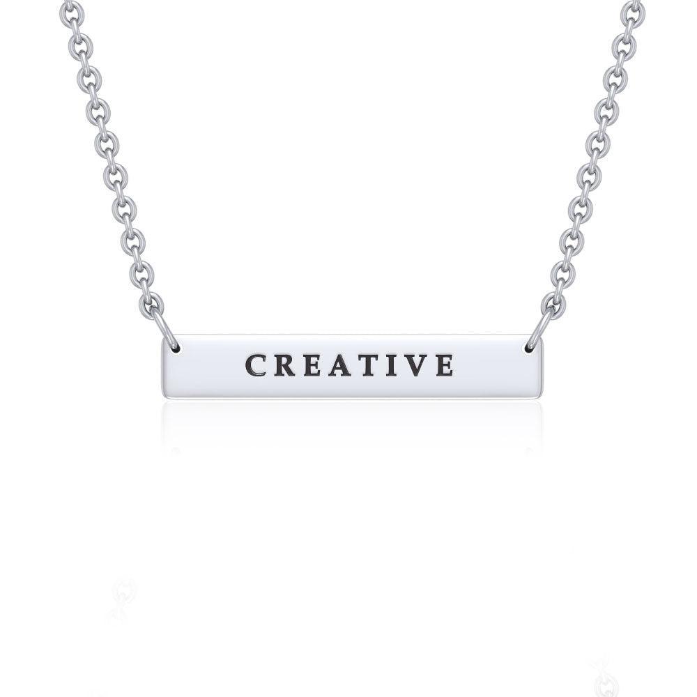 Small Straight Bar Empower Word Silver Necklace TNC430P