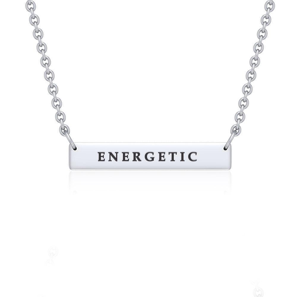 Small Straight Bar Empower Word Silver Necklace TNC430P