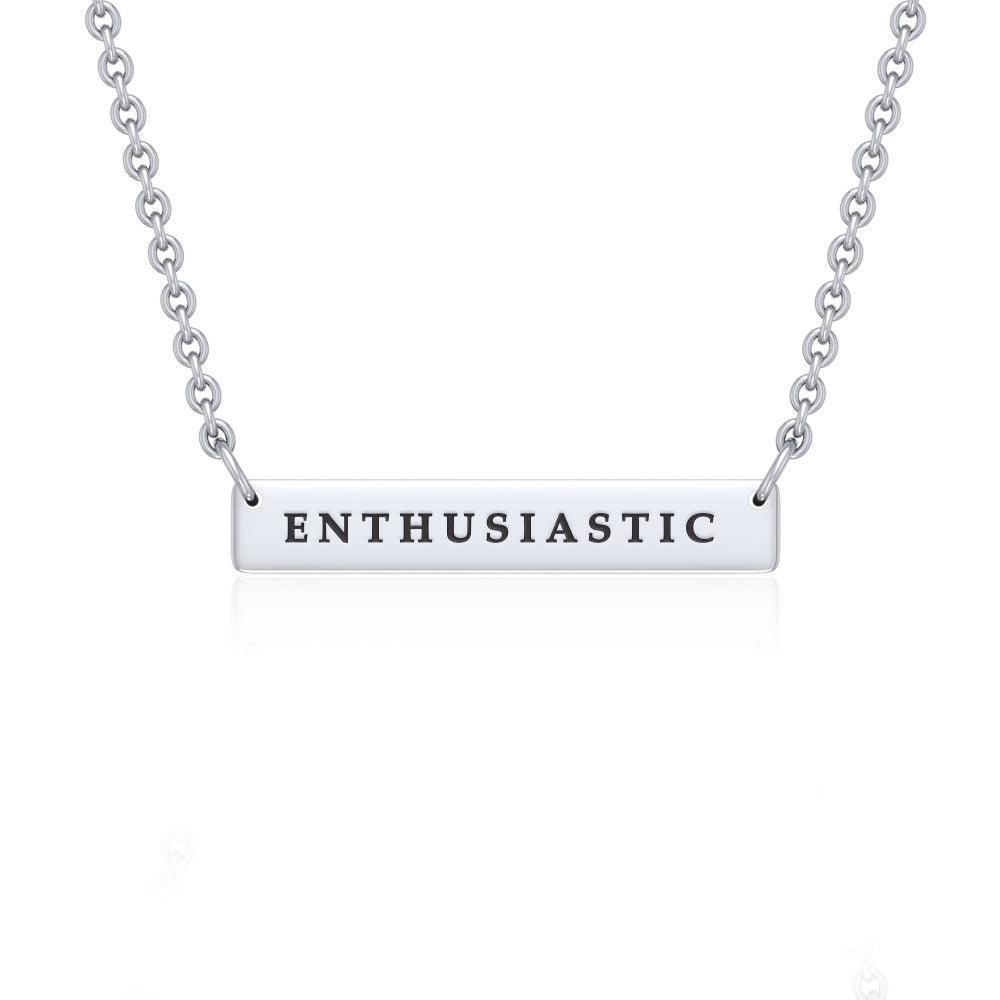 Small Straight Bar Empower Word Silver Necklace TNC430P