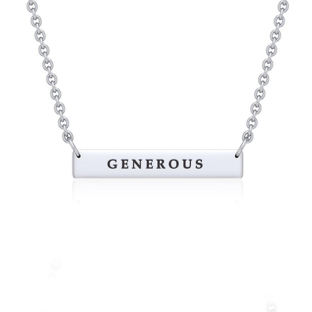 Small Straight Bar Empower Word Silver Necklace TNC430P