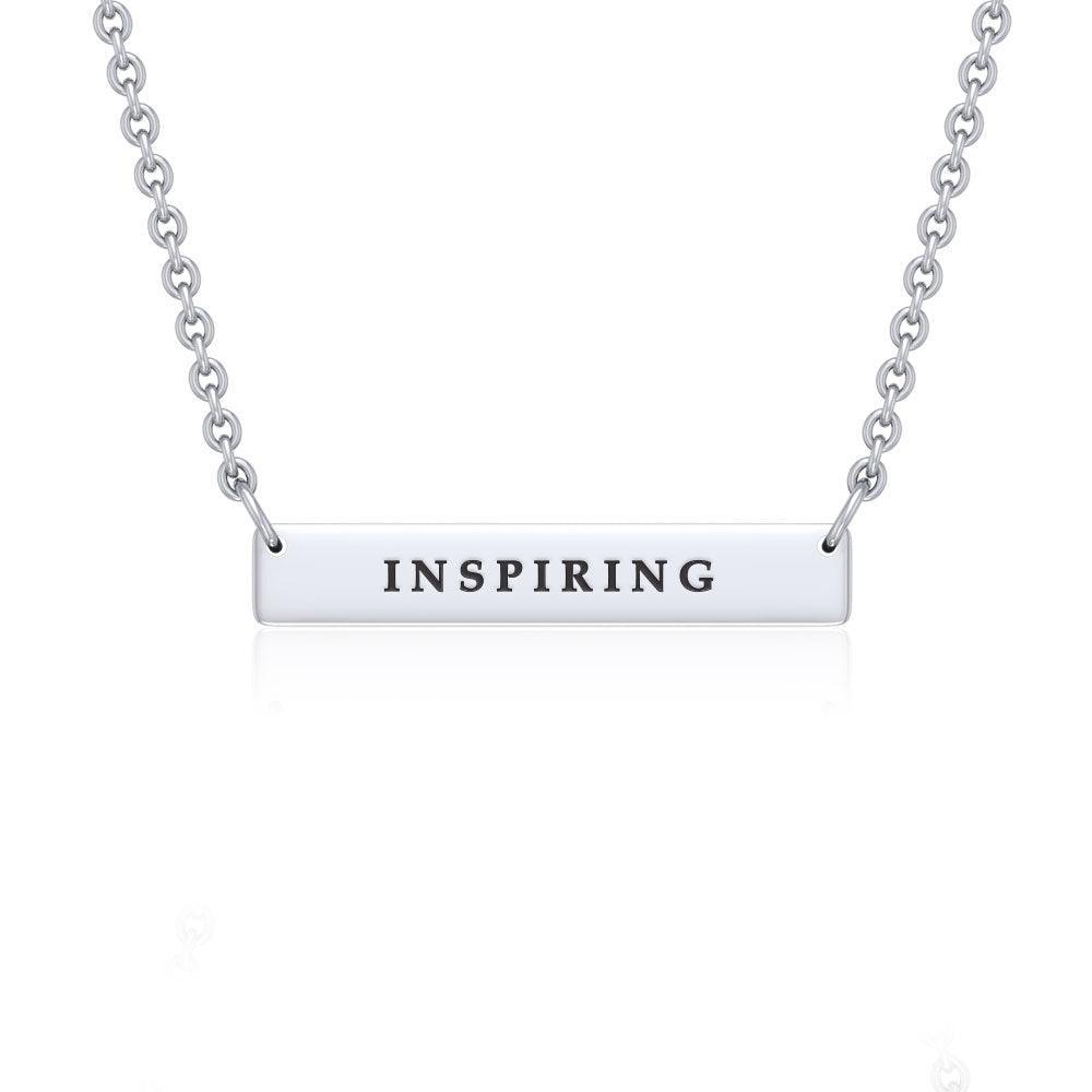 Small Straight Bar Empower Word Silver Necklace TNC430P