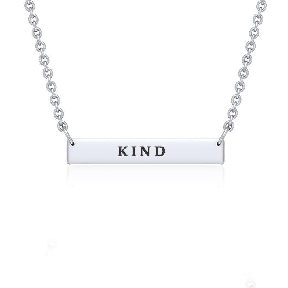 Small Straight Bar Empower Word Silver Necklace TNC430P
