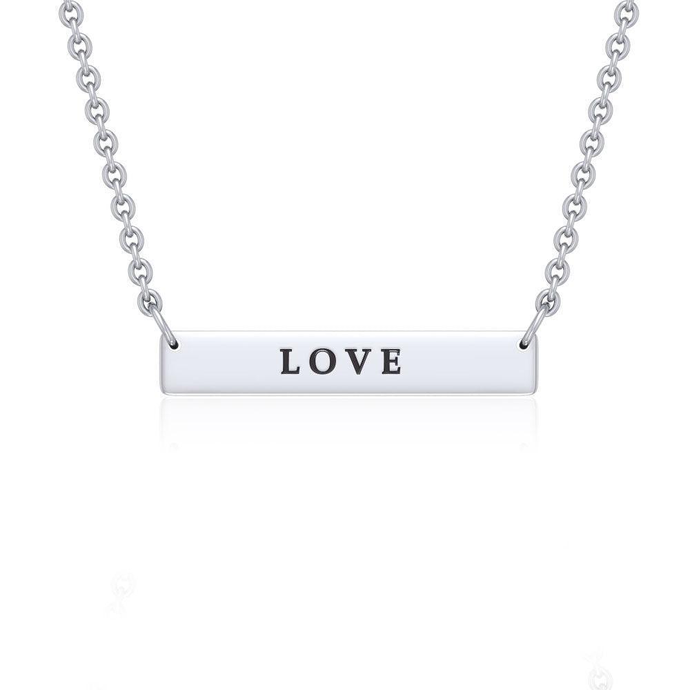 Small Straight Bar Empower Word Silver Necklace TNC430P