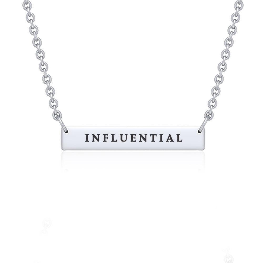 Small Straight Bar Empower Word Silver Necklace TNC430P